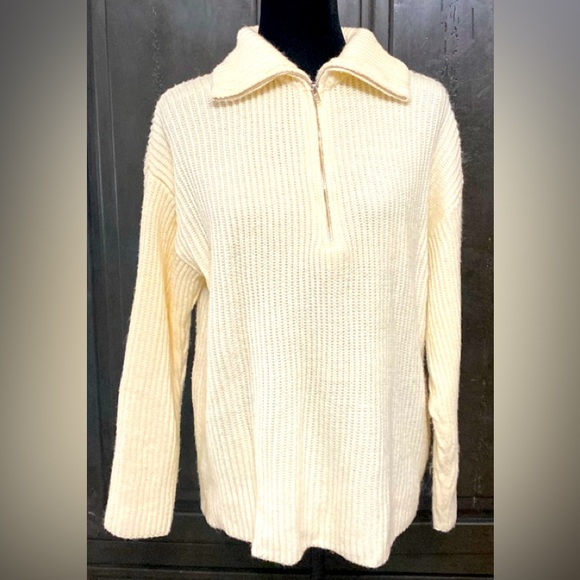 Toppies Cream Oversized sweater with zip-up collar - Size medium - Picture 1 of 10